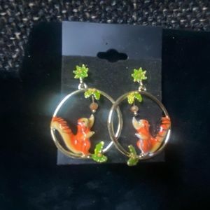 Squirrel Hoop Dangle Earrings